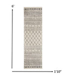 2’ x 6’ Ivory and Gray Geometric Runner Rug