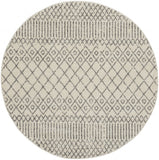 4’ Round Ivory and Gray Geometric Area Rug