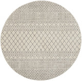 8’ Round Ivory and Gray Geometric Area Rug