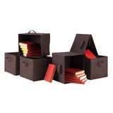 Winsome Wood Capri 6-Piece Foldable Baskets, Chocolate Fabric 38622-WINSOMEWOOD