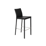 Hasina Bar Stool in Black with Polished Stainless Steel Legs  - Set of 2