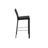 Hasina Bar Stool in Black with Polished Stainless Steel Legs  - Set of 2