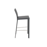 Hasina Bar Stool in Gray with Polished Stainless Steel Legs  - Set of 2