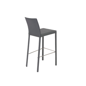 Hasina Bar Stool in Gray with Polished Stainless Steel Legs  - Set of 2