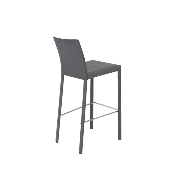 Hasina Bar Stool in Gray with Polished Stainless Steel Legs  - Set of 2