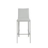 Hasina Bar Stool in White with Polished Stainless Steel Footrest - Set of 2