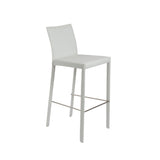 Hasina Bar Stool in White with Polished Stainless Steel Footrest - Set of 2