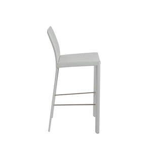 Hasina Bar Stool in White with Polished Stainless Steel Footrest - Set of 2