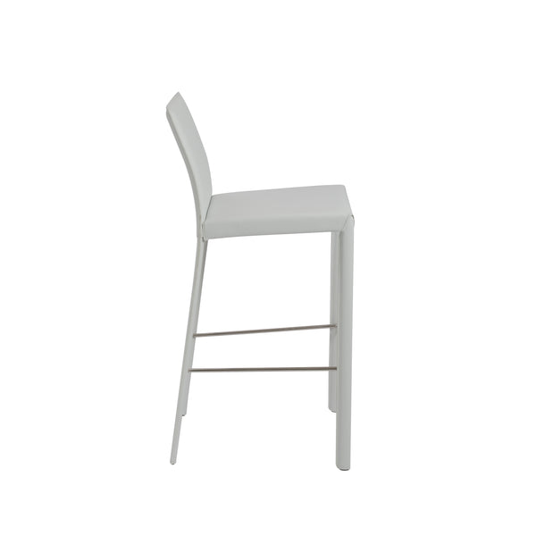 Hasina Bar Stool in White with Polished Stainless Steel Footrest - Set of 2