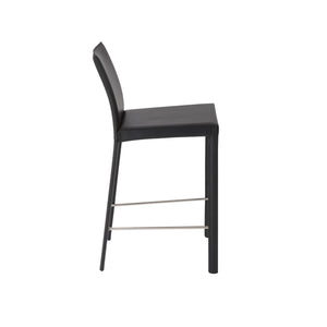 Hasina Counter Stool in Black with Polished Stainless Steel Legs - Set of 2