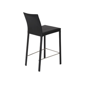 Hasina Counter Stool in Black with Polished Stainless Steel Legs - Set of 2