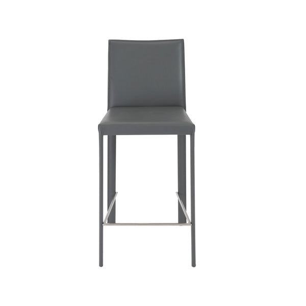 Hasina Counter Stool in Gray with Polished Stainless Steel Legs - Set of 2