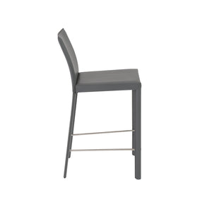 Hasina Counter Stool in Gray with Polished Stainless Steel Legs - Set of 2