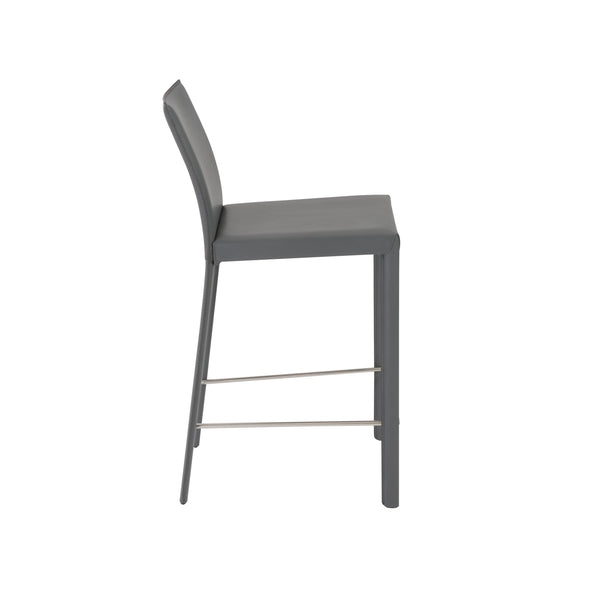 Hasina Counter Stool in Gray with Polished Stainless Steel Legs - Set of 2