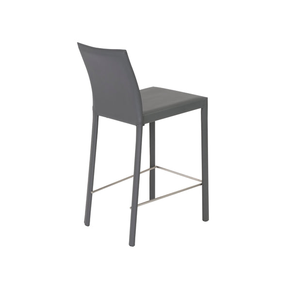 Hasina Counter Stool in Gray with Polished Stainless Steel Legs - Set of 2