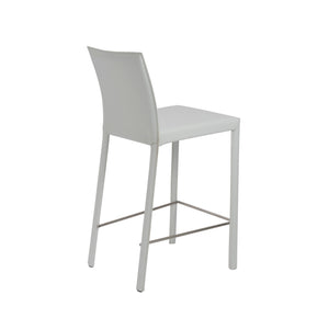 Hasina Counter Stool in White with Polished Stainless Steel Legs - Set of 2