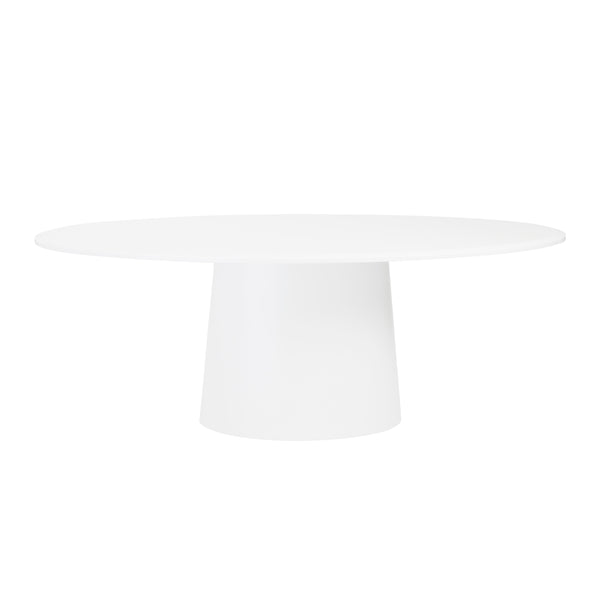 Deodat 79-inch Oval Dining Table in Matte White