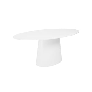 Deodat 79-inch Oval Dining Table in Matte White