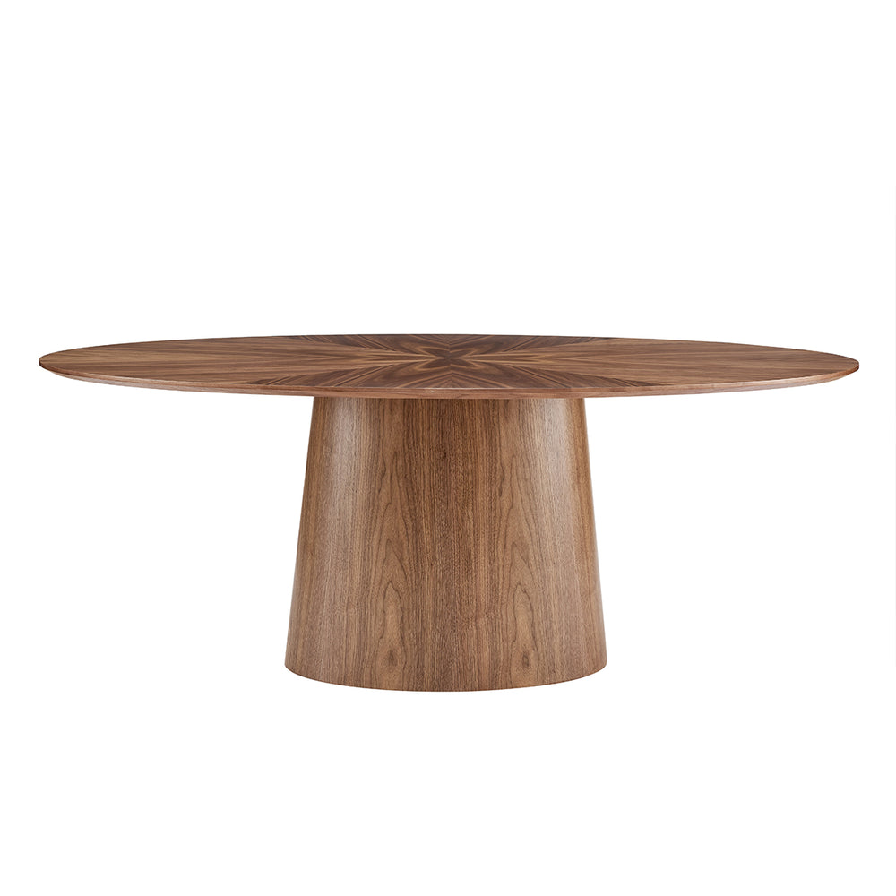 Deodat 79" Oval Dining Table in American Walnut in Star Pattern