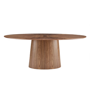 Deodat 79" Oval Dining Table in American Walnut in Star Pattern