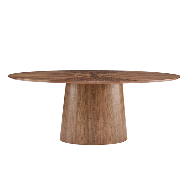 Deodat 79" Oval Dining Table in American Walnut in Star Pattern