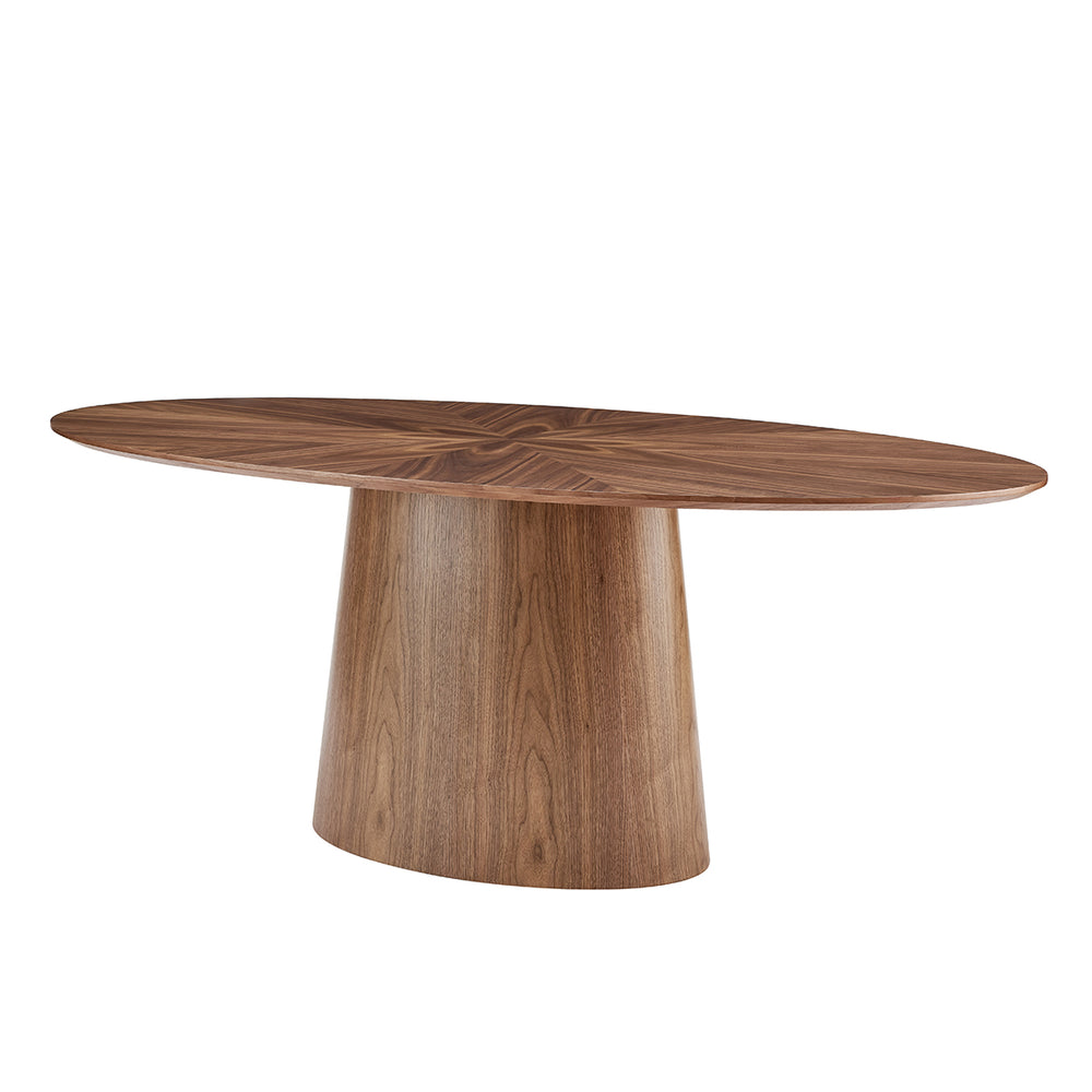 Deodat 79" Oval Dining Table in American Walnut in Star Pattern