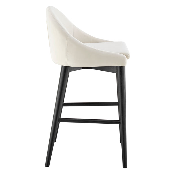 Baruch Counter Stool in Beige with Matte Black Legs - Set of 1