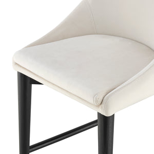 Baruch Counter Stool in Beige with Matte Black Legs - Set of 1