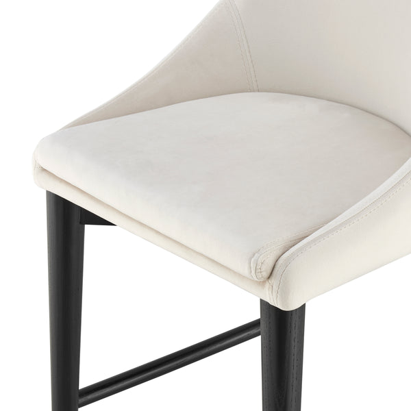 Baruch Counter Stool in Beige with Matte Black Legs - Set of 1