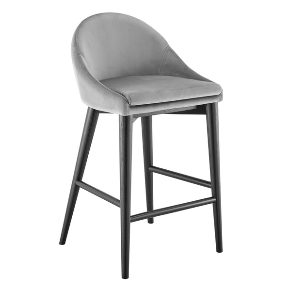Baruch Counter Stool in Gray with Matte Black Legs - Set of 1