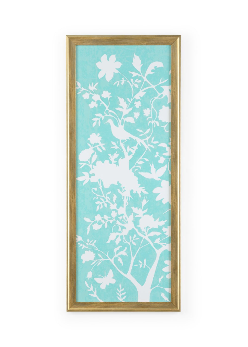 Graphic Chinoiserie Art Piece - Elegant Giclee Print in Gold Scoop Frame, 51"H x 21"W, Stunning Decor