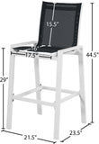 Nizuc Waterproof Mesh Fabric / Aluminum Contemporary Black Mesh Waterproof Fabric Outdoor Patio Aluminum Mesh Barstool - 21.5" W x 23.5" D x 44.5" H