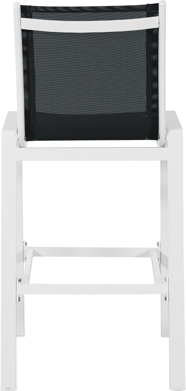 Nizuc Waterproof Mesh Fabric / Aluminum Contemporary Black Mesh Waterproof Fabric Outdoor Patio Aluminum Mesh Barstool - 21.5" W x 23.5" D x 44.5" H