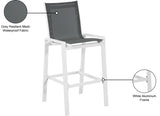 Nizuc Waterproof Mesh Fabric / Aluminum Contemporary Grey Mesh Waterproof Fabric Outdoor Patio Aluminum Mesh Barstool - 21.5" W x 23.5" D x 44.5" H