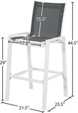 Nizuc Waterproof Mesh Fabric / Aluminum Contemporary Grey Mesh Waterproof Fabric Outdoor Patio Aluminum Mesh Barstool - 21.5" W x 23.5" D x 44.5" H