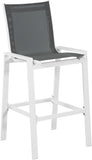 Nizuc Waterproof Mesh Fabric / Aluminum Contemporary Grey Mesh Waterproof Fabric Outdoor Patio Aluminum Mesh Barstool - 21.5" W x 23.5" D x 44.5" H