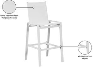 Nizuc Waterproof Mesh Fabric / Aluminum Contemporary White Mesh Waterproof Fabric Outdoor Patio Aluminum Mesh Barstool - 21.5" W x 23.5" D x 44.5" H