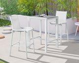 Nizuc Waterproof Mesh Fabric / Aluminum Contemporary White Mesh Waterproof Fabric Outdoor Patio Aluminum Mesh Barstool - 21.5" W x 23.5" D x 44.5" H