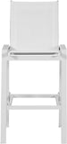 Nizuc Waterproof Mesh Fabric / Aluminum Contemporary White Mesh Waterproof Fabric Outdoor Patio Aluminum Mesh Barstool - 21.5" W x 23.5" D x 44.5" H