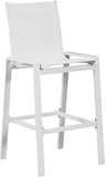 Nizuc Waterproof Mesh Fabric / Aluminum Contemporary White Mesh Waterproof Fabric Outdoor Patio Aluminum Mesh Barstool - 21.5" W x 23.5" D x 44.5" H