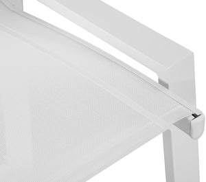 Nizuc Waterproof Mesh Fabric / Aluminum Contemporary White Mesh Waterproof Fabric Outdoor Patio Aluminum Mesh Barstool - 21.5" W x 23.5" D x 44.5" H