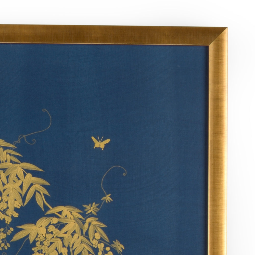 Gold Flowering Tree Art - Stunning Watercolor on Silk in Elegant Gold Frame, Perfect Home Decor!