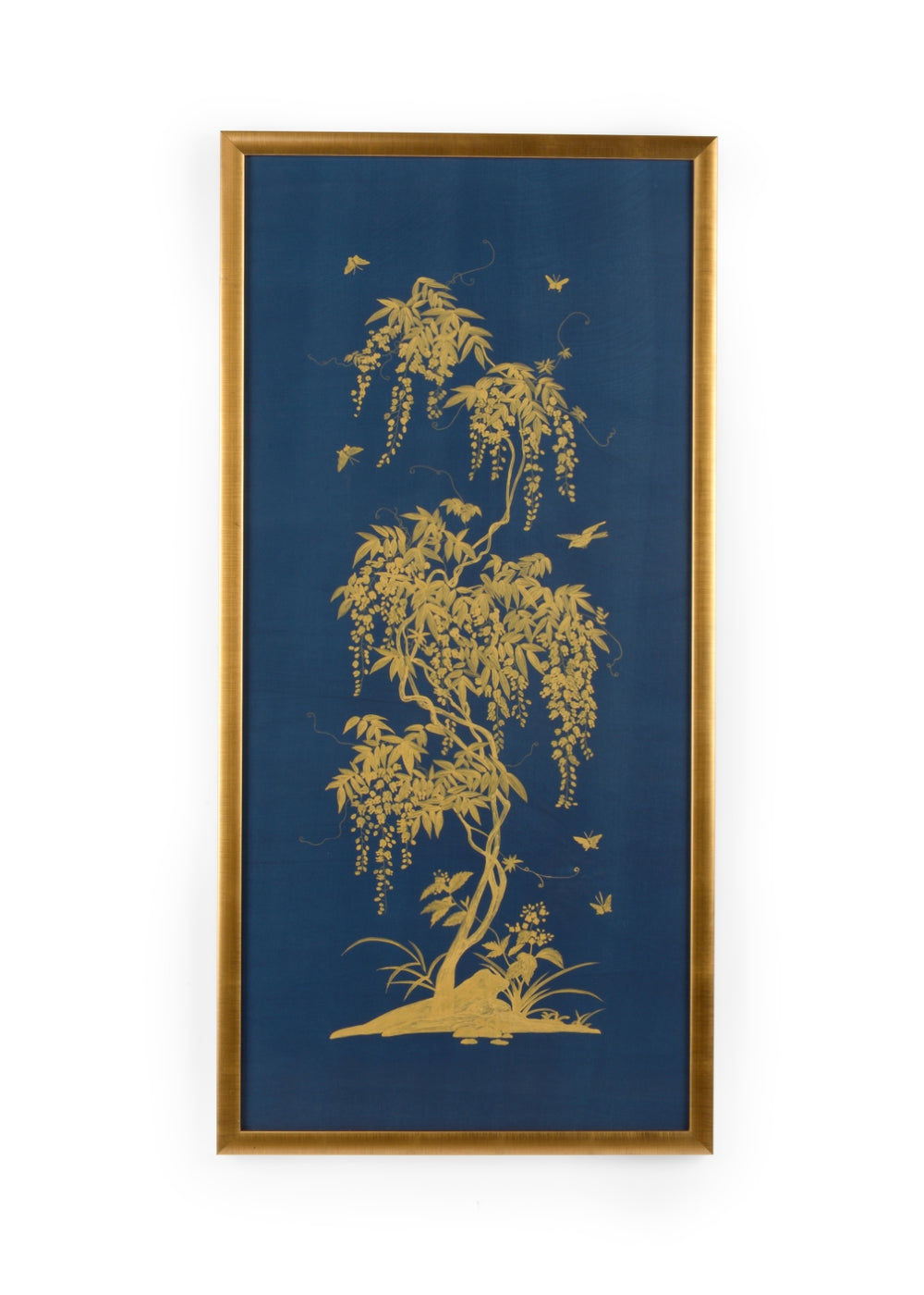 Gold Flowering Tree Art - Stunning Watercolor on Silk in Elegant Gold Frame, Perfect Home Decor!