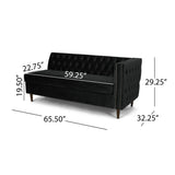 Holcomb Contemporary Tufted Velvet Sectional Sofa with Storage Chaise Lounge, Black Noble House
