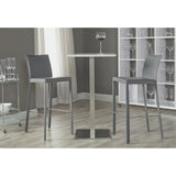 Elodie-B 24" Bar Table in Matte White with Brushed Stainless Steel Column and Base