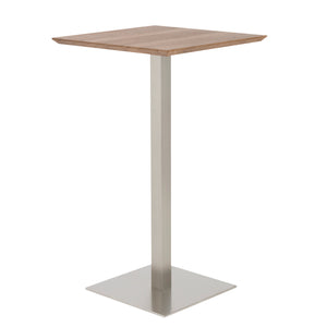 Elodie-B 24" Bar Table in Walnut with Brushed Stainless Steel Column and Base