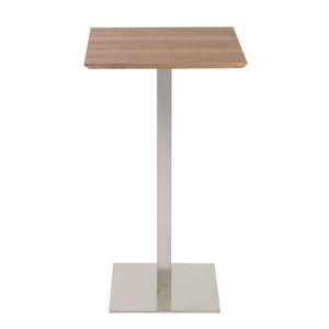 Elodie-B 24" Bar Table in Walnut with Brushed Stainless Steel Column and Base