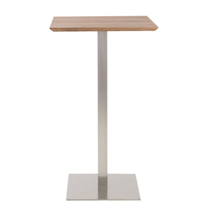 Elodie-B 24" Bar Table in Walnut with Brushed Stainless Steel Column and Base