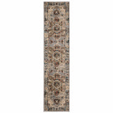 Gray and Rust Distressed Medallion Runner Rug