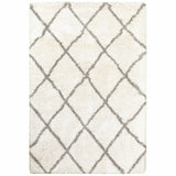 2’ x 3’ Ivory and Gray Geometric Lattice Scatter Rug